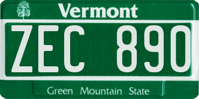 VT license plate ZEC890