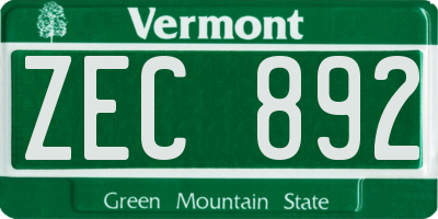 VT license plate ZEC892