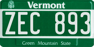 VT license plate ZEC893