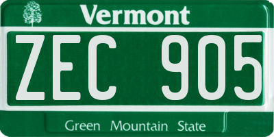 VT license plate ZEC905