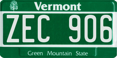 VT license plate ZEC906