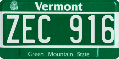 VT license plate ZEC916