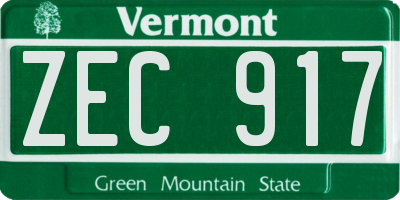 VT license plate ZEC917