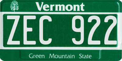 VT license plate ZEC922