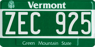 VT license plate ZEC925