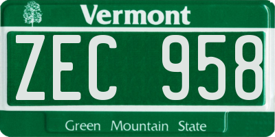 VT license plate ZEC958