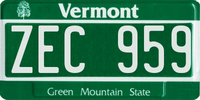 VT license plate ZEC959