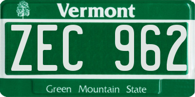 VT license plate ZEC962