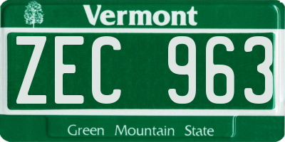 VT license plate ZEC963