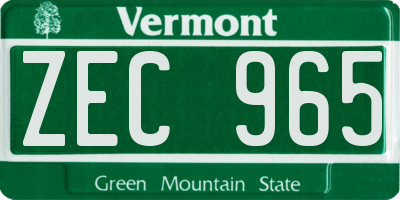 VT license plate ZEC965