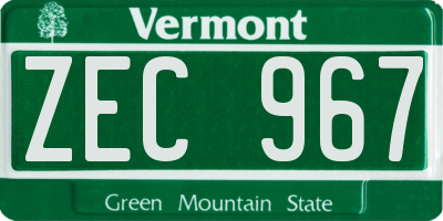 VT license plate ZEC967