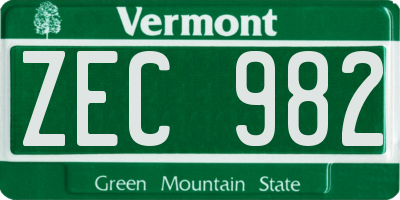 VT license plate ZEC982