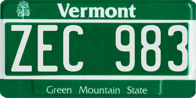 VT license plate ZEC983