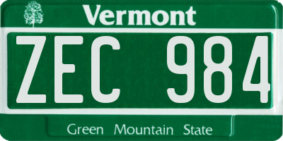 VT license plate ZEC984