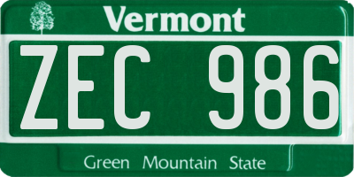 VT license plate ZEC986