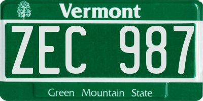 VT license plate ZEC987
