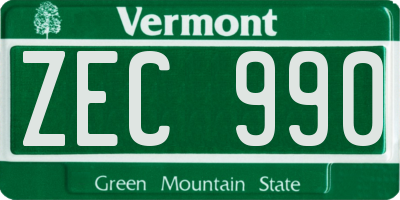 VT license plate ZEC990