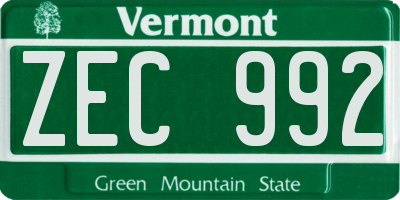 VT license plate ZEC992