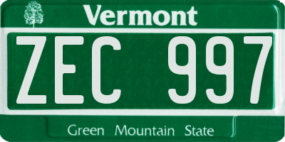 VT license plate ZEC997