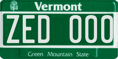 VT license plate ZED000