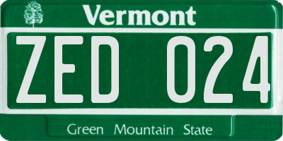 VT license plate ZED024