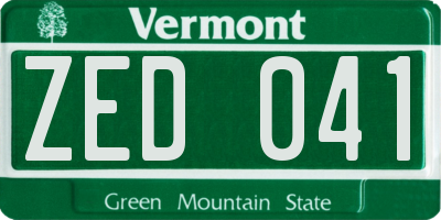 VT license plate ZED041