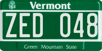VT license plate ZED048