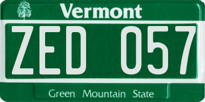 VT license plate ZED057
