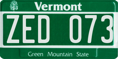 VT license plate ZED073
