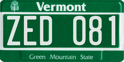 VT license plate ZED081