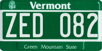 VT license plate ZED082
