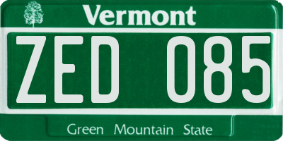 VT license plate ZED085