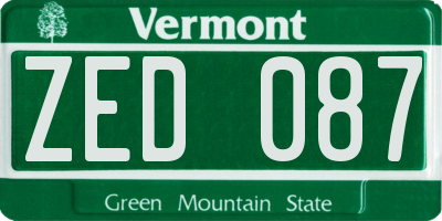 VT license plate ZED087