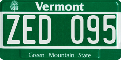 VT license plate ZED095
