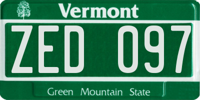 VT license plate ZED097