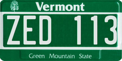 VT license plate ZED113