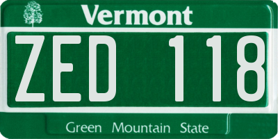 VT license plate ZED118