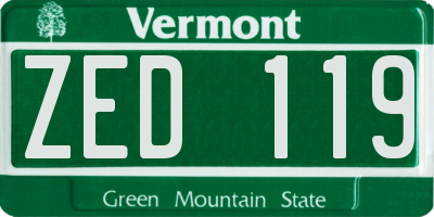 VT license plate ZED119