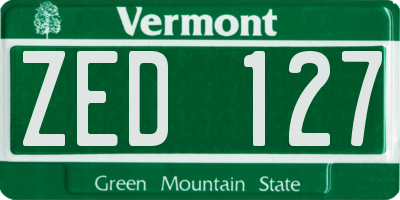 VT license plate ZED127