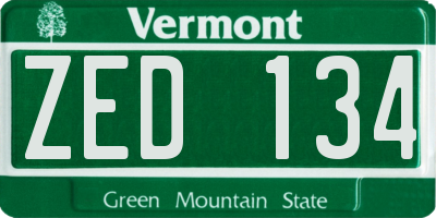 VT license plate ZED134