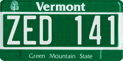 VT license plate ZED141