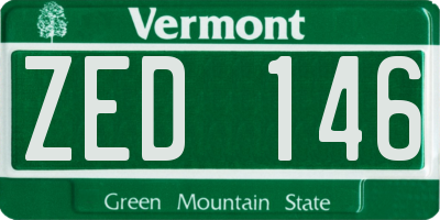 VT license plate ZED146