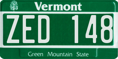 VT license plate ZED148