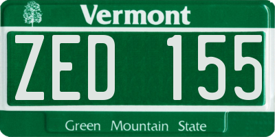 VT license plate ZED155