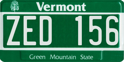 VT license plate ZED156