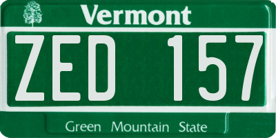 VT license plate ZED157