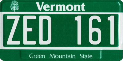 VT license plate ZED161