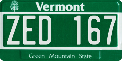 VT license plate ZED167
