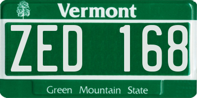 VT license plate ZED168