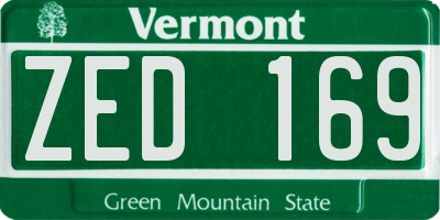 VT license plate ZED169